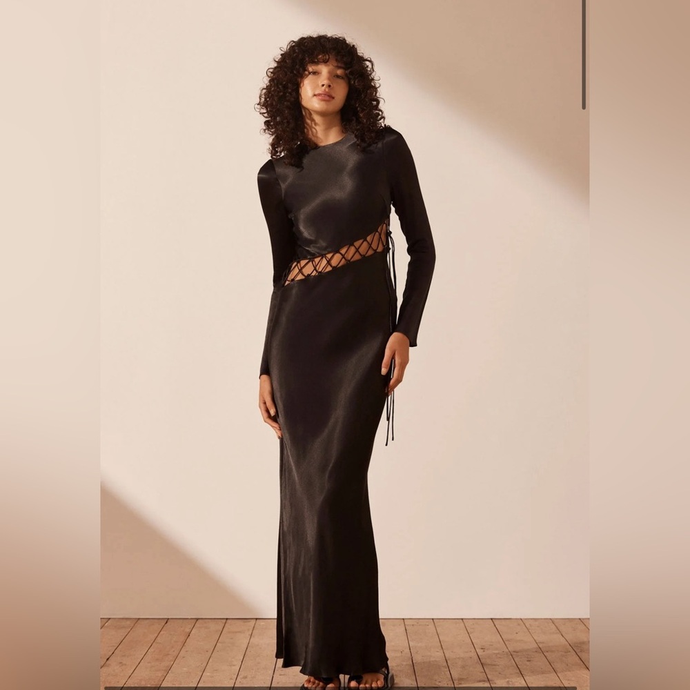 Shona Joy Arienzo Asymmetrical Lace Up Maxi Dress